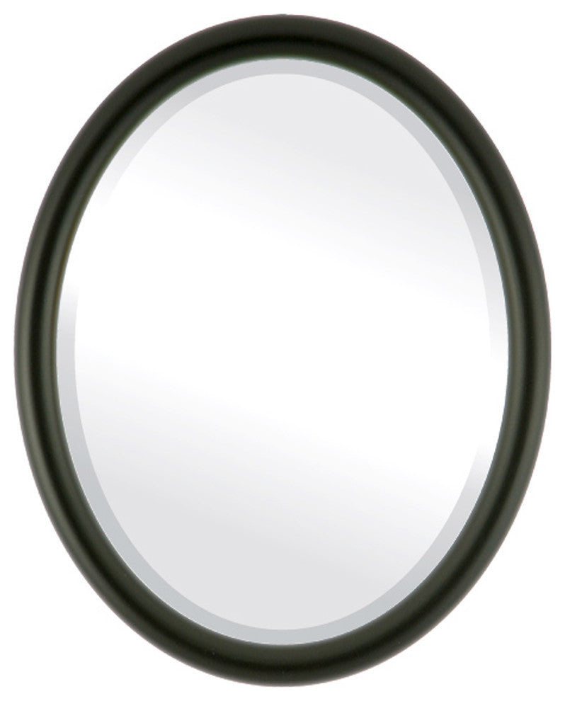 Pasadena Framed Oval Mirror, Matte Black, 17"x21"