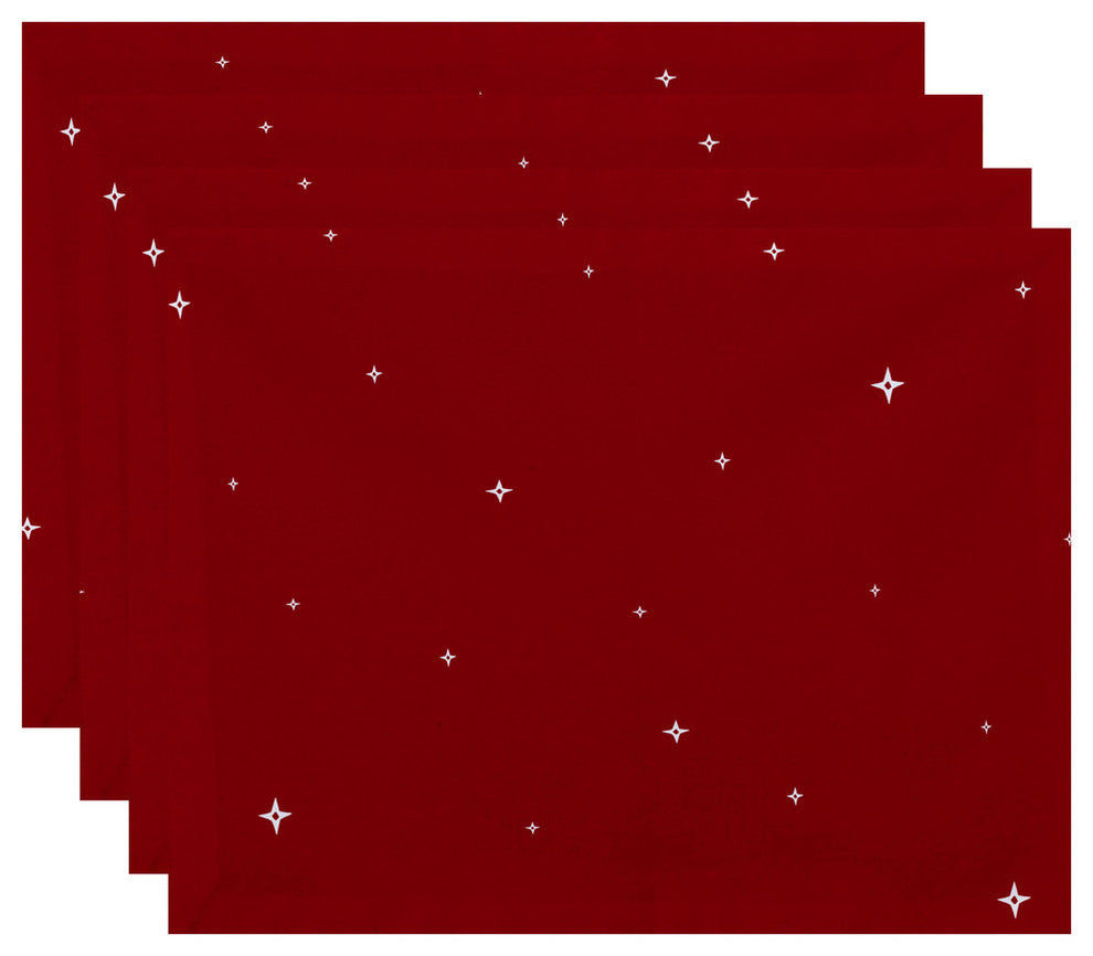 Shining Stars, Holiday Geometric Print Placement, Red, Set Of 4