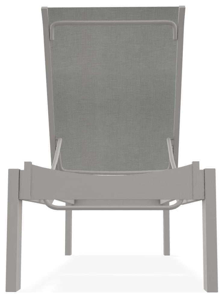 Leeward Sling Stackable Outdoor Chaise Lounge, Alloy/Warm Gray