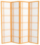 6' Tall Double Cross Shoji Screen, Honey, 4 Panels