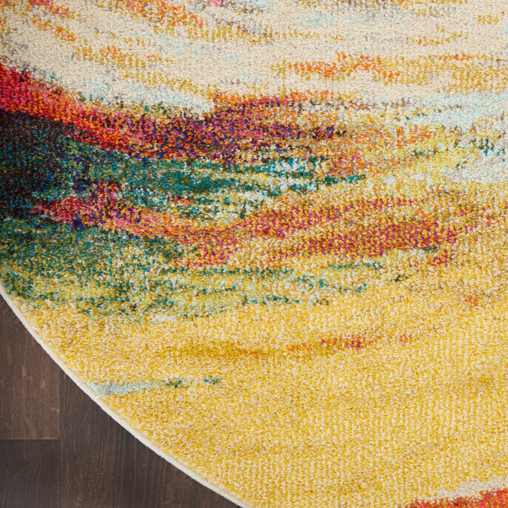 Nourison Home 5' Round Celestial Multi-Color Colorful Area Rug