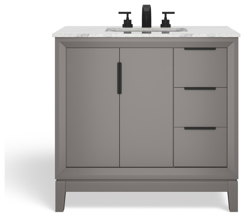 The Ezra Bathroom Vanity, Cashmere Gray, 36", Single Sink, Freestanding