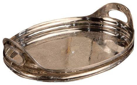 Tray Oval Etched, Nickel, 21"L
