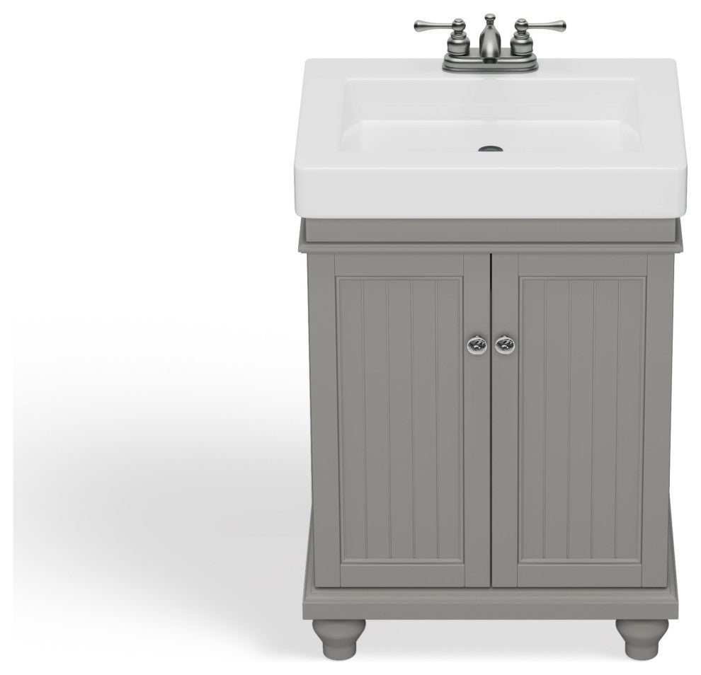 The Monroe Bathroom Vanity, Single Sink, 24", Gray, Freestanding
