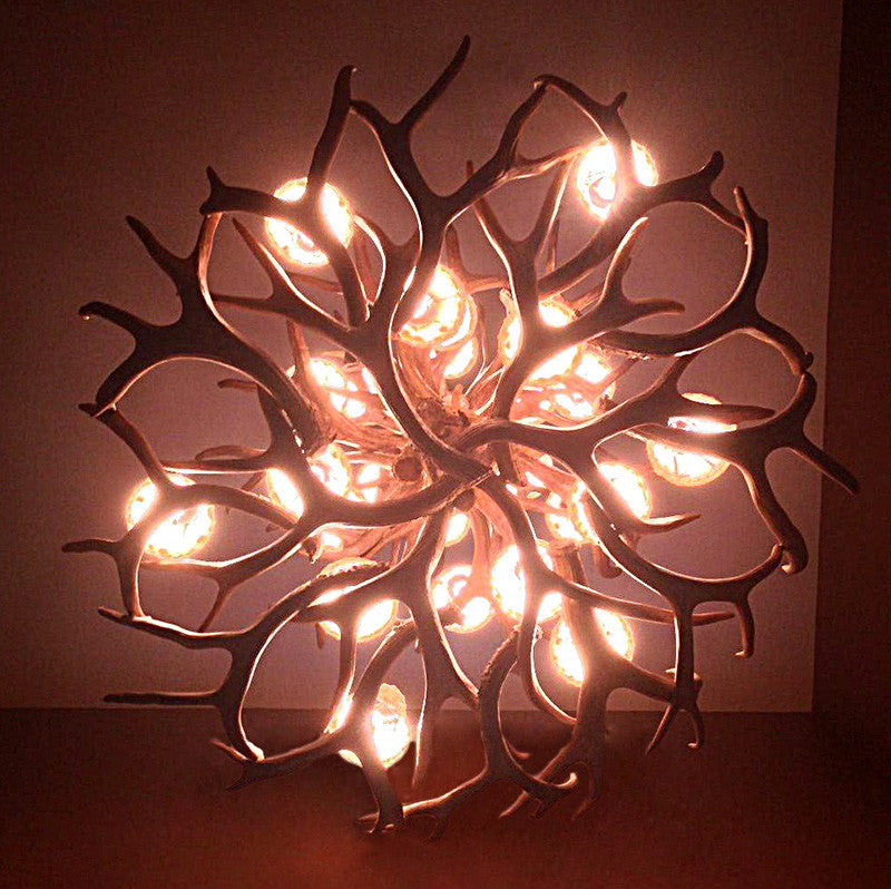 Reproduction Antler Tall Spruce Mule Deer Chandelier Light, RL-17