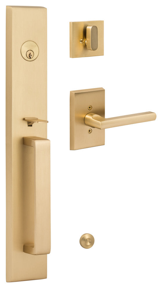 Ridgecrest Vail Handle Set With Logan Lever Interior Trim, Satin Brass