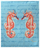 Betsy Drake Sea Horse Blue Script Fleece Throw