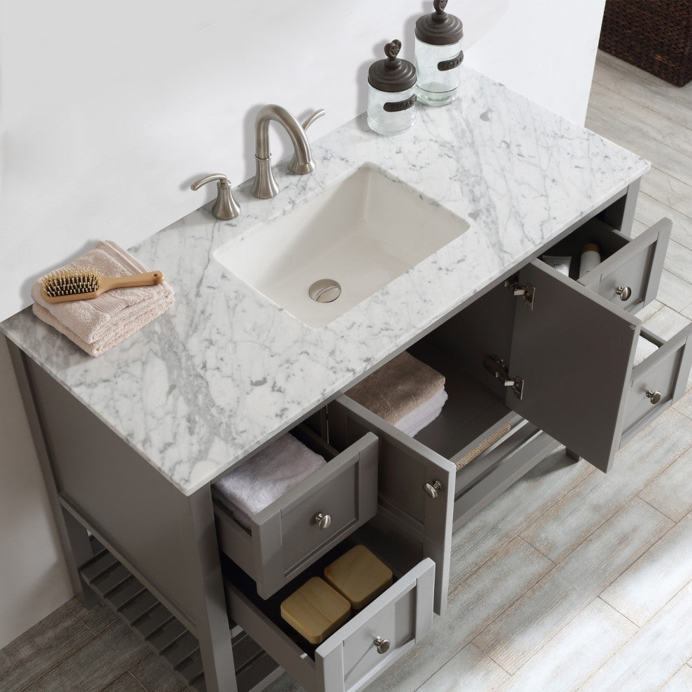 Florence 48" Single Vanity, Gray, Without Mirror