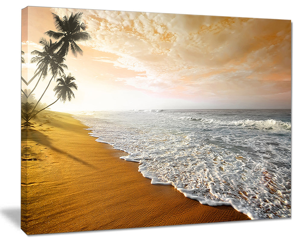 "Wavy Clouds Over Seashore" Seascape Art Canvas, 40"x30"