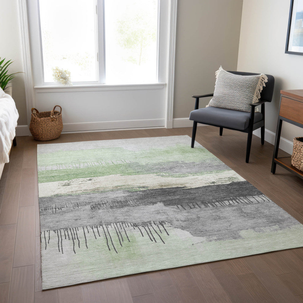 Machine Washable Indoor/Outdoor Chantille ACN1880 Mint 8' x 10' Rug
