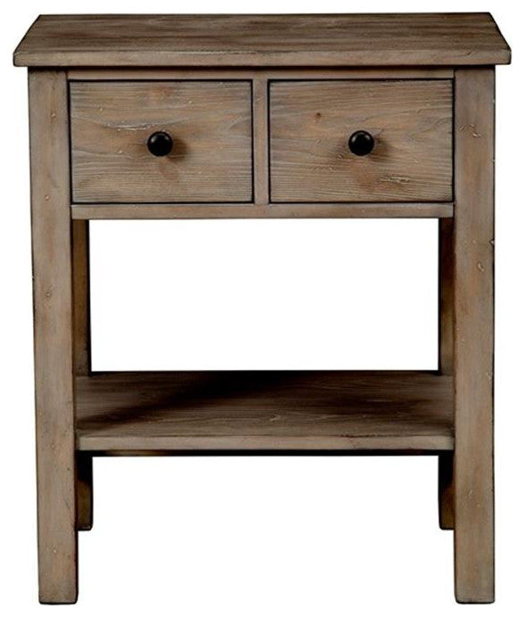 Origins by Alpine Classic Wood 2 Drawer Nightstand in Natural Gray