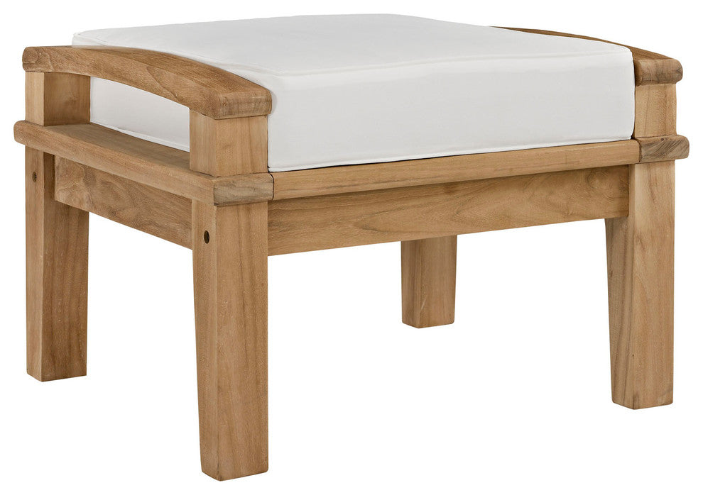 Modern Contemporary 9-Piece Set, Outdoor Patio Teak Sofa Set, White Wood
