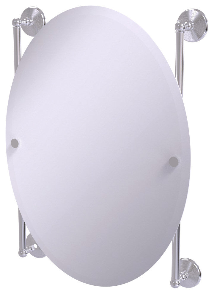 Monte Carlo Oval Frameless Rail Mounted Mirror, Satin Chrome