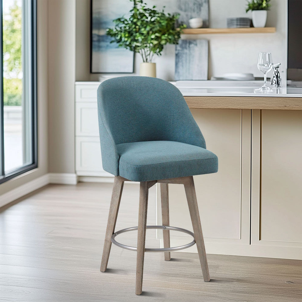 Madison Park Pearce Swivel Stool Barrel Style, Teal, 25.75" Counter Stool