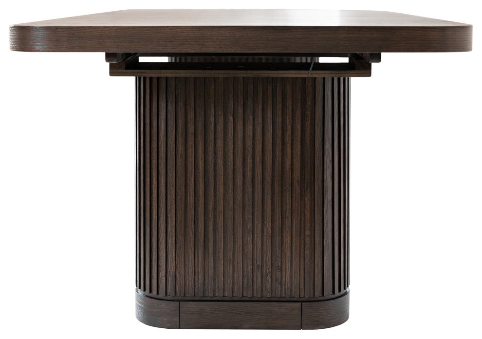 Wood Rectangular Extension Kitchen Dining Table With 8- Chairs, Brown