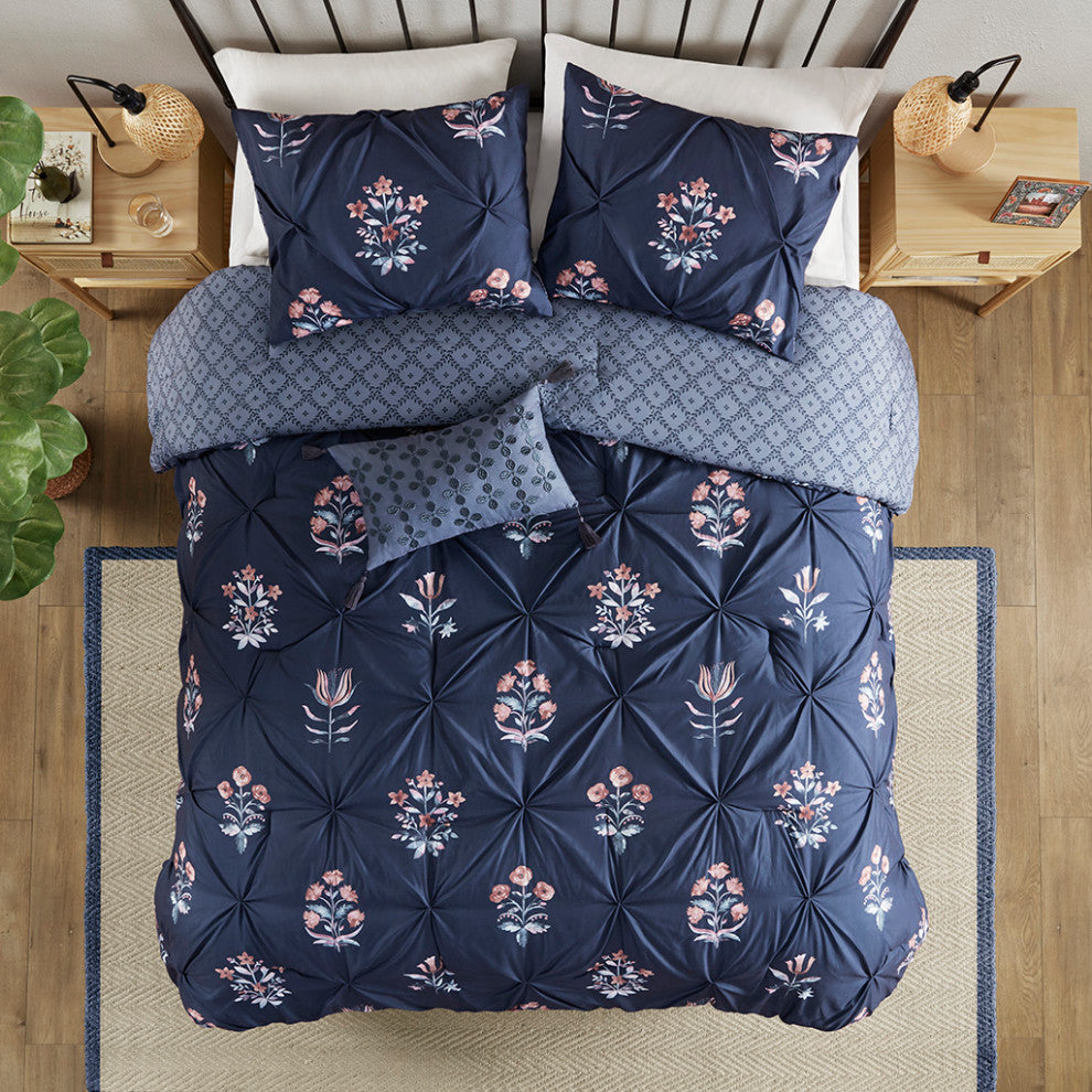 Madison Park Marfa 4 Piece Pintuck Comforter Set With Throw Pillow