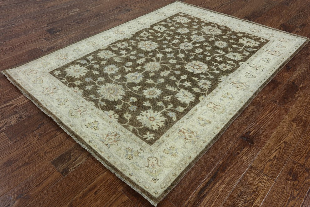 Oriental Peshawar Hand Knotted Oushak Style Area Rug 5'x7', MC517