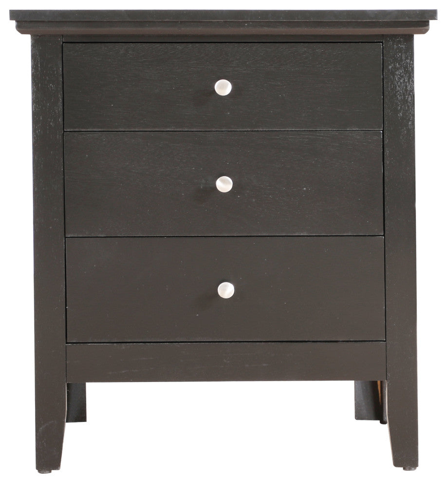Whitley 3-Drawer Nightstand, Black