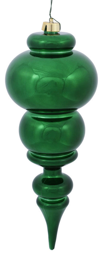 Vickerman N150624DSV 14" Emerald Shiny Finial Ornament