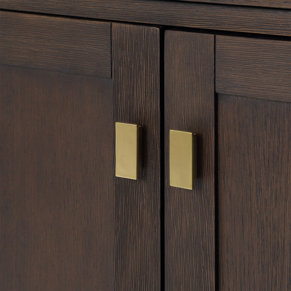 Chestnut 48" Bath Vanity, Brown Oak, Mirror, Satin Gold Hardware