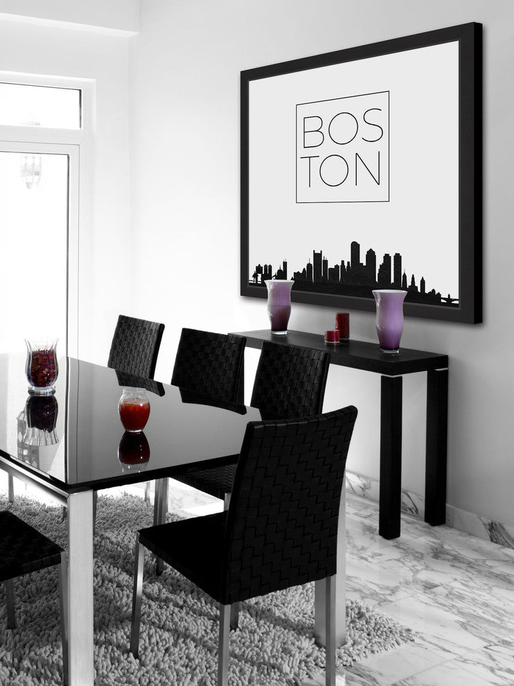 "Boston Skyline" Framed Painting Print, 32x32
