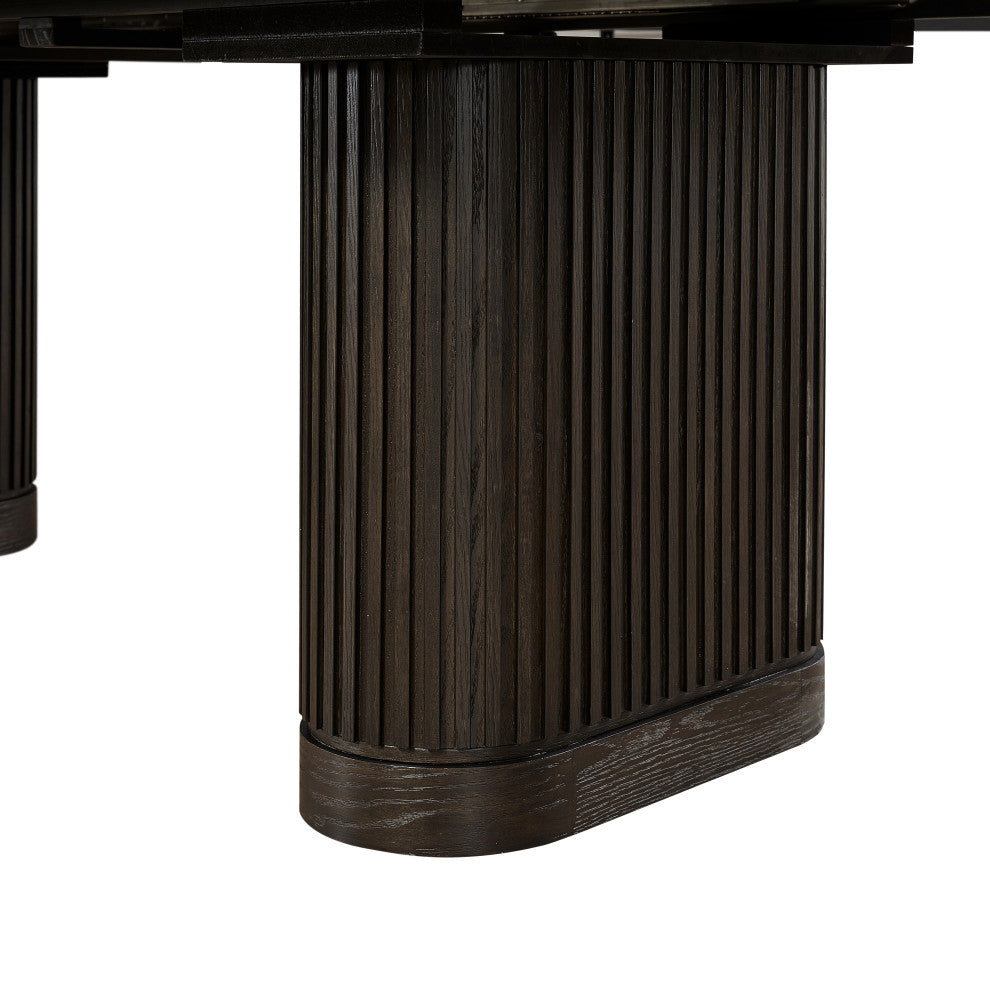 Wood Rectangular Extension Kitchen Dining Table With 8- Chairs, Brown