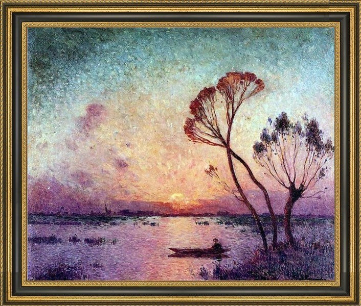 Ferdinand Du Puigaudeau Sunset at Briere Framed Premium Canvas Print, 20"x25"