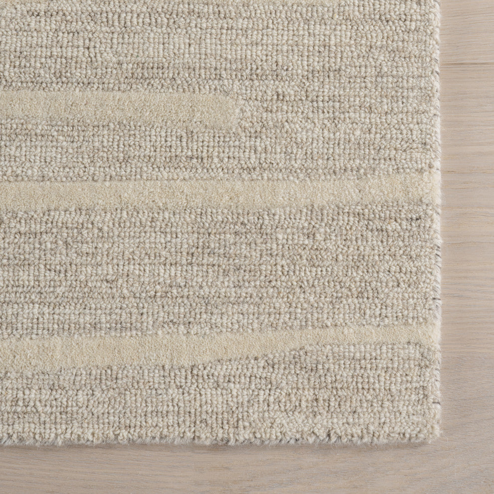 Parsa Striped Wool Area Rug, Beige 10'x14'