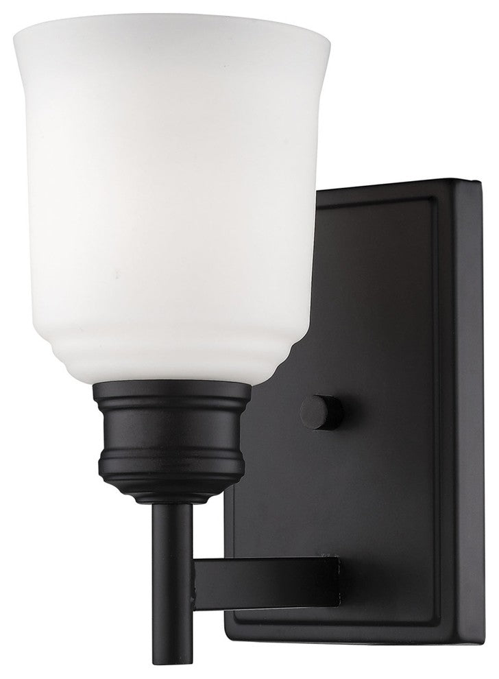 Millennium Lighting Burbank Wall Sconce, Matte Black, Etched White