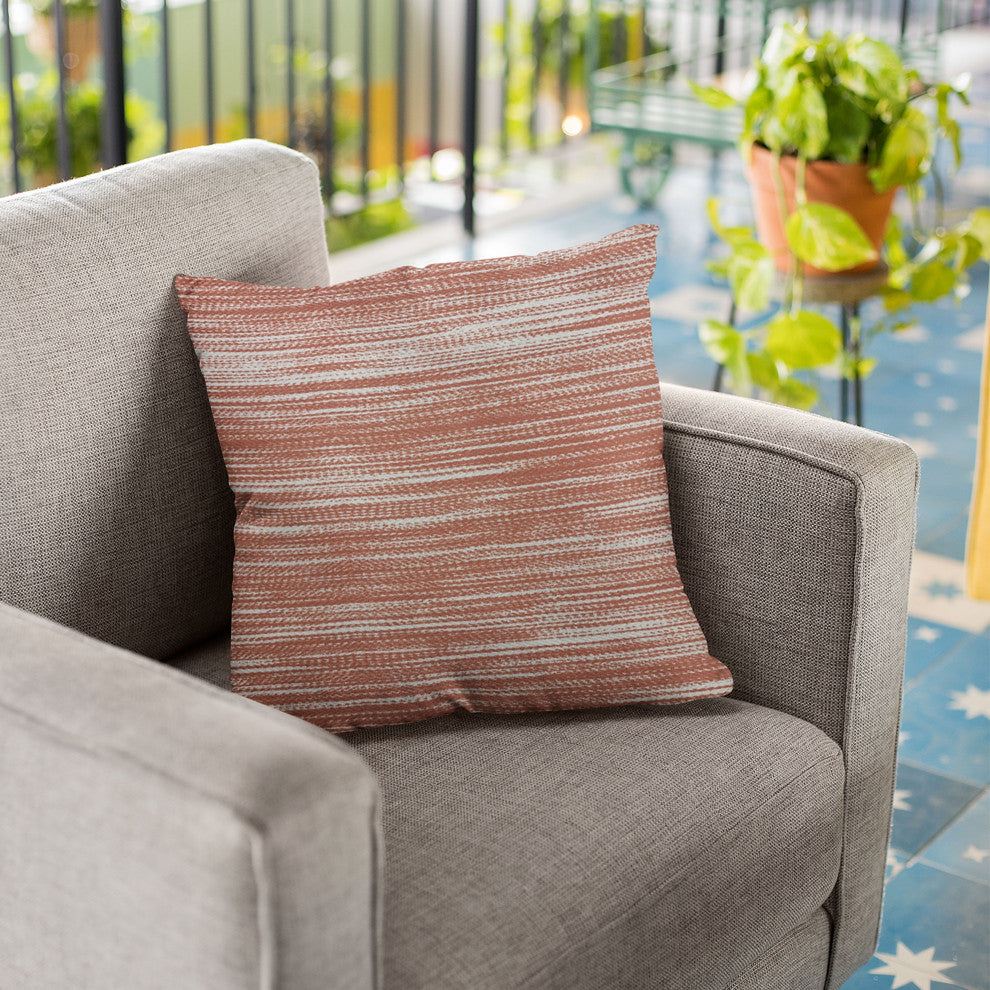 Plutus Red Beige Shower Stripe Luxury Throw Pillow, 20"x26"