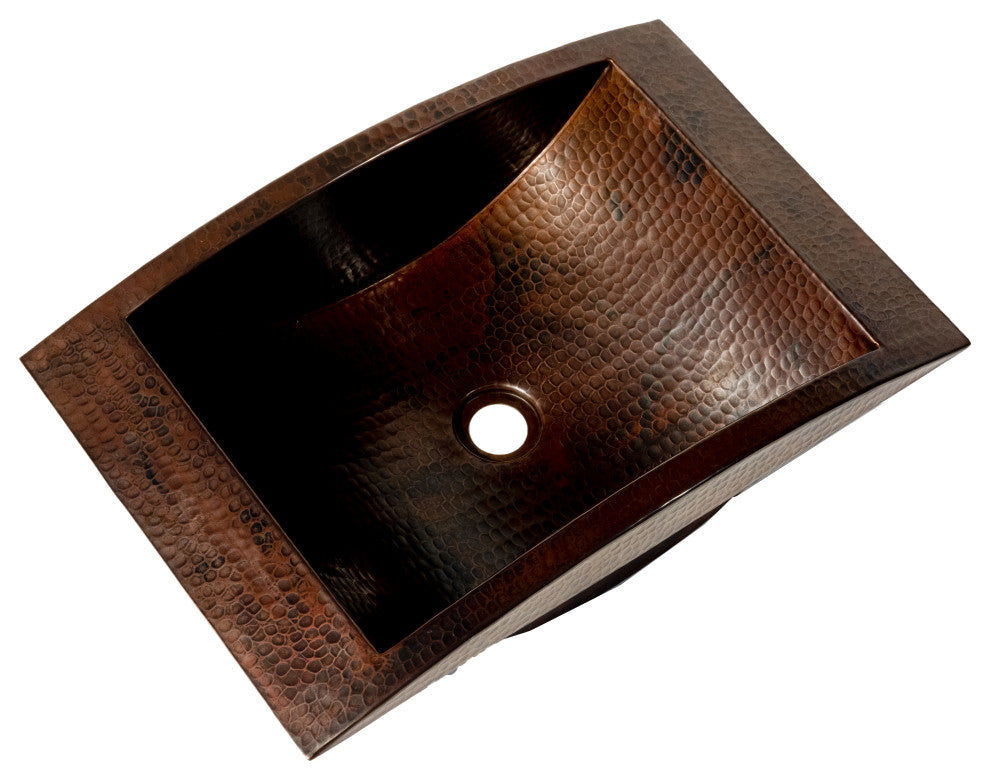 20" Curve canoa with apron, copper sink