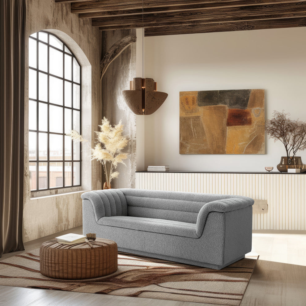 Cascade Upholstered Set, Grey, Boucle Fabric, Loveseat