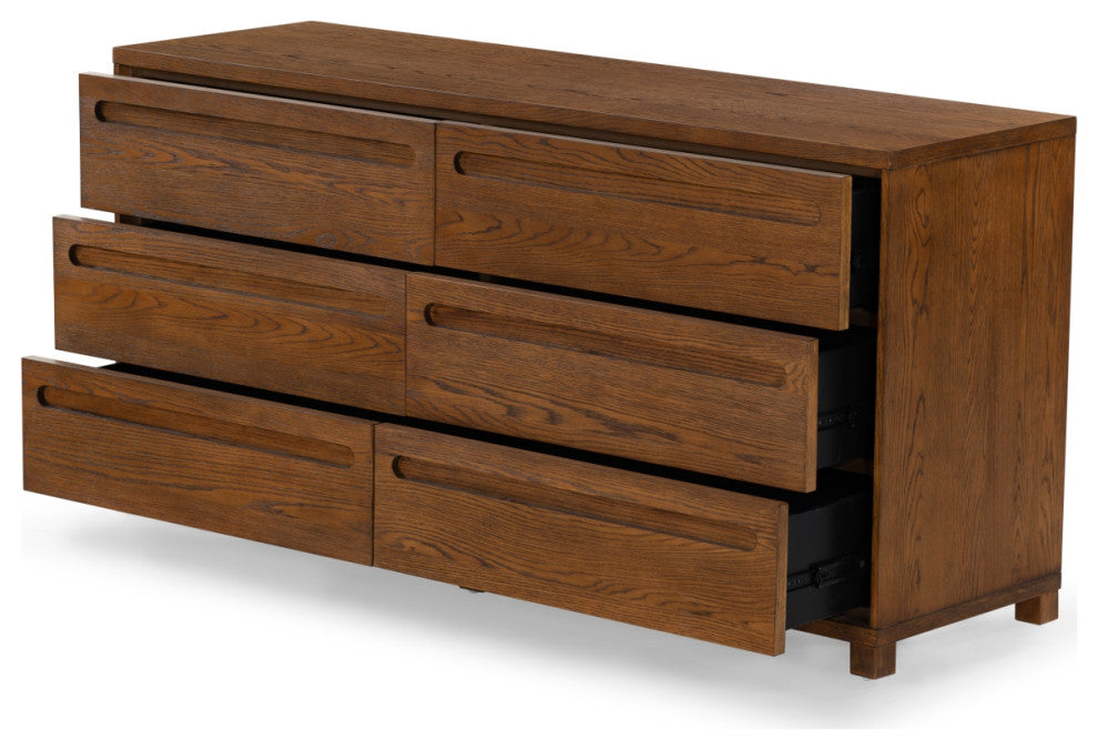 Safavieh Couture Tobiette 6 Drawer Wood Dresser, Medium Oak