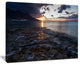 "Gloomy Sea Coast At Sunrise" Modern Seashore Canvas Art, 40"x30"