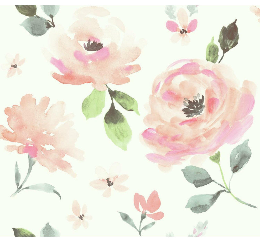 Watercolor Blooms Peel and Stick Wallpaper