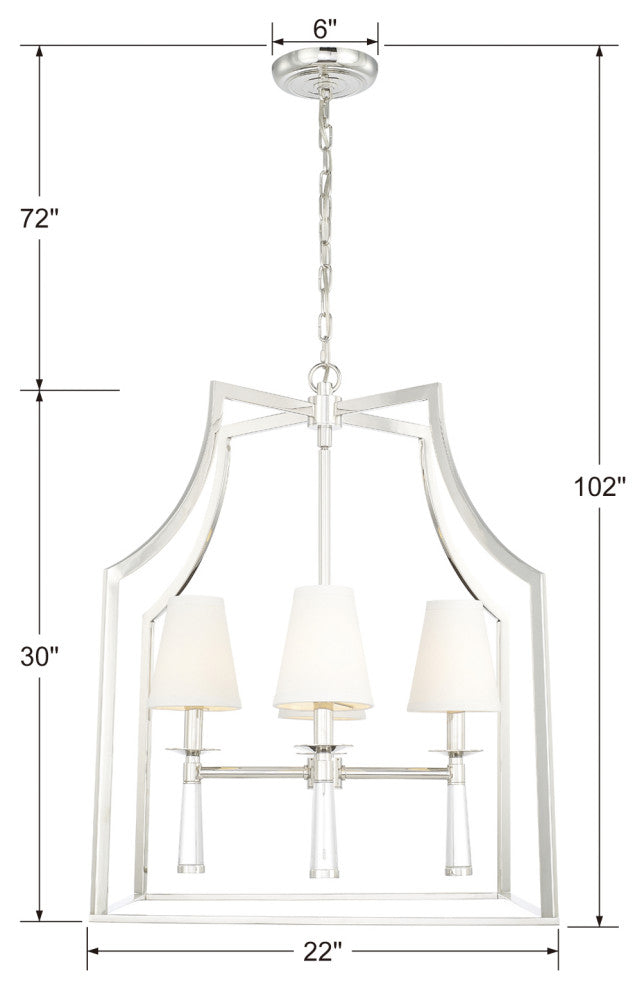 Crystorama Baxter 4-Light Oil Rubbed Bronze Chandelier, Polished Nickel