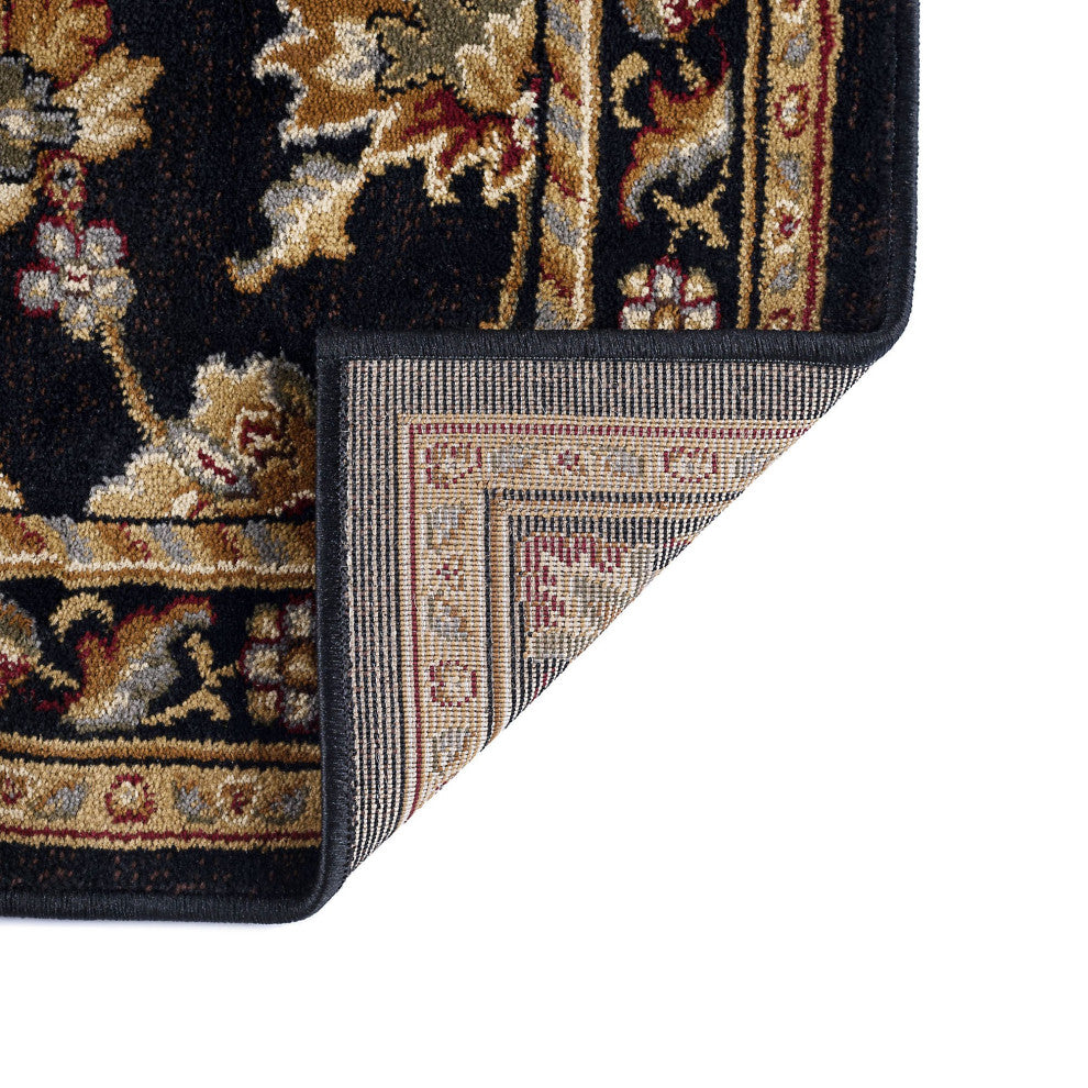 Charlotte Traditional Oriental Black Rectangle Area Rug, 9'x12'