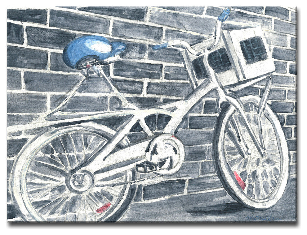 Blue Bikeseat' Ready2HangArt Canvas by Leslie Owens, 30"x20"