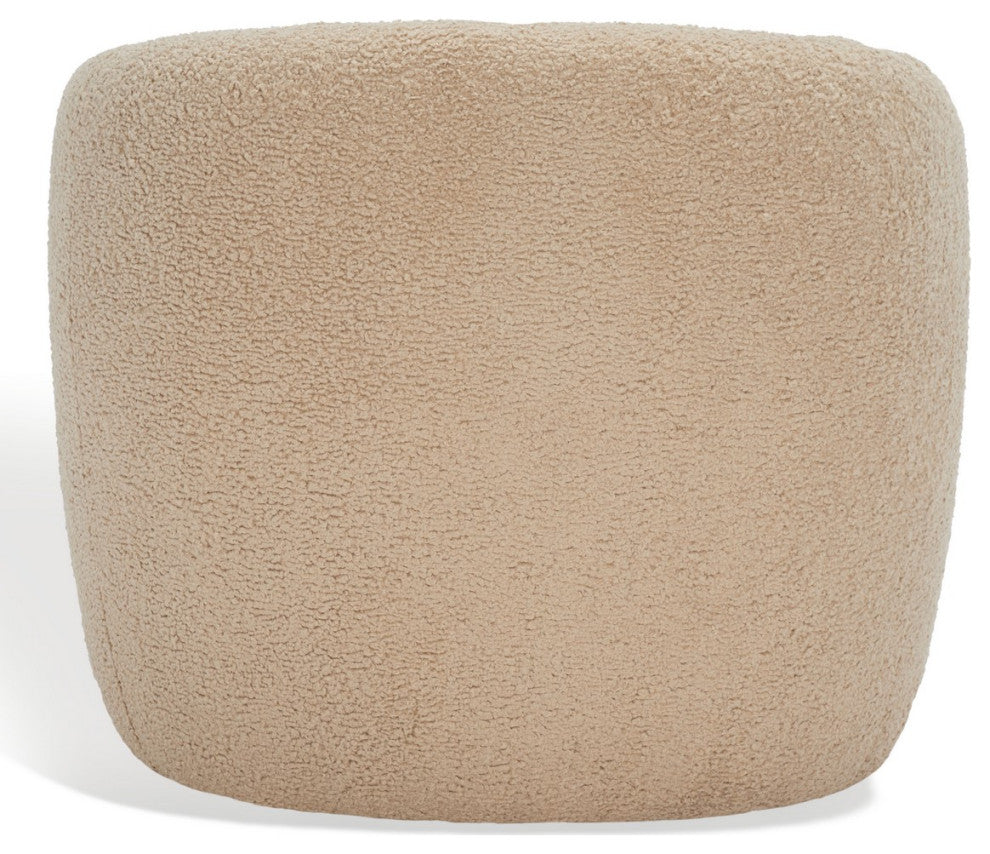 Safavieh Couture Everly Boucle Barrel Back Accent Chair, Light Brown