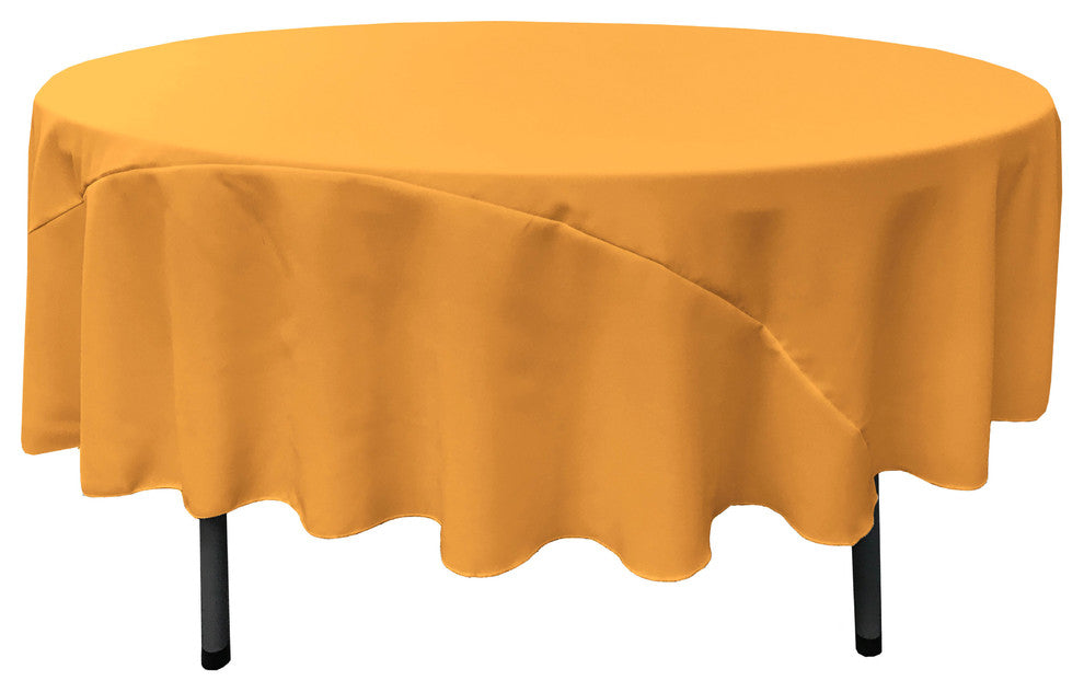 LA Linen Round Polyester Poplin, Gold, 90" Round