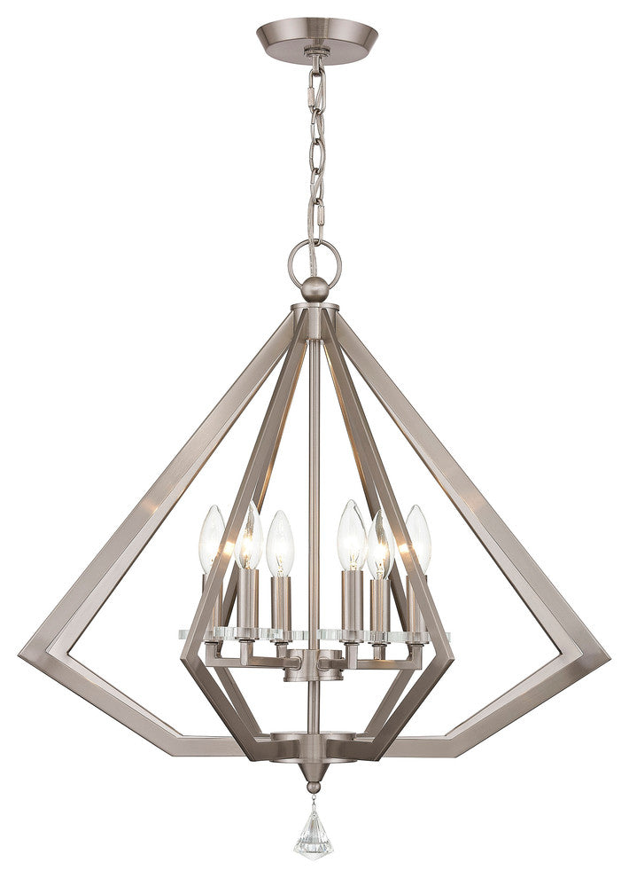 Diamond Chandelier, Brushed Nickel