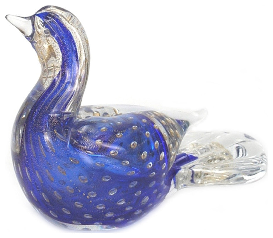 Murano Glass Bird Blue Gold