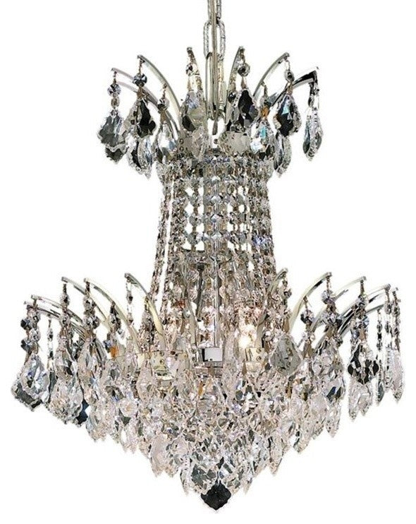 Elegant Victoria Dining Room Light, Chrome Finish With Royal Cut Crystal