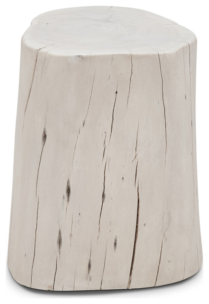 Brooks Solid Wood Stump, White Wash