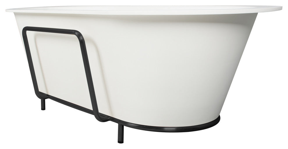 71 in. W Solid Surface Clawfoot Soaking Bathtub with Center Drain