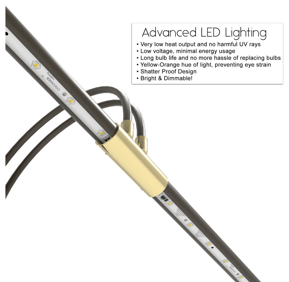 22" LED Grand Piano Lamp, Black and Brass, Mahogany Bronze