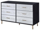 6 Drawers Wooden Dresser, Black, Silver and Gold Finish