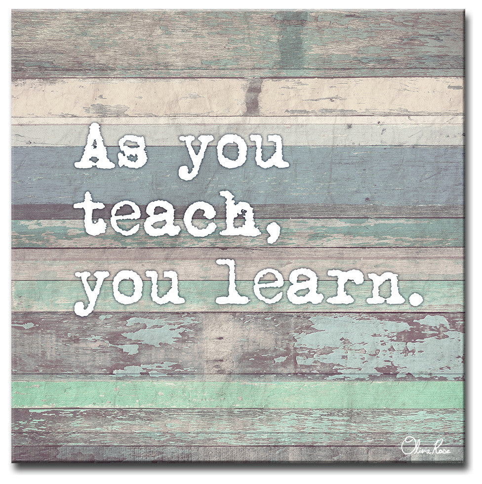 Ready2HangArt Wrapped Canvas Inspirational Wall Art, Teach and Learn, 12"x12"