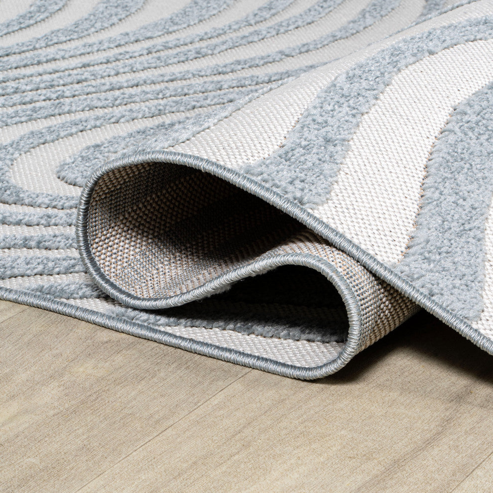 Maribo High-Low Abstract Groovy Striped Indoor/Outdoor Area Rug