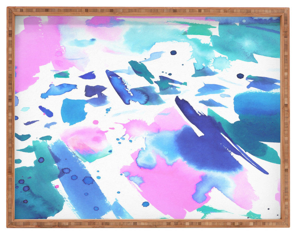 Amy Sia Watercolor Splash Rectangular Tray, 18"x14"